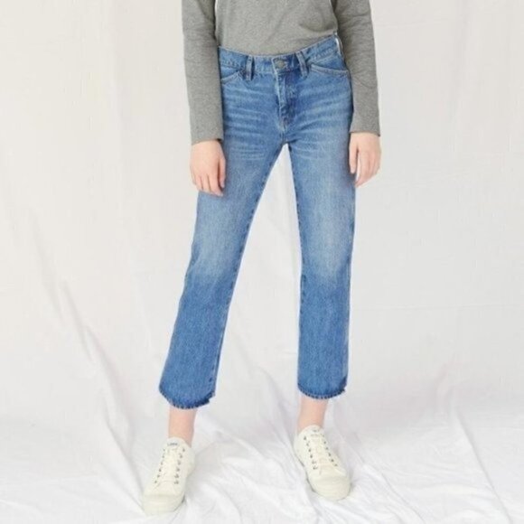 NEW Anthropologie M.i.H Light Wash Straight Leg Cropped Jeans Size 25 - Picture 1 of 9